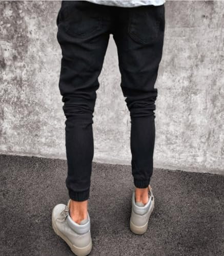 Jeans Pants Trousers Denim Street Trendy Stretch Water Washed Blue Toe Bun Commuter Pencil for Men3