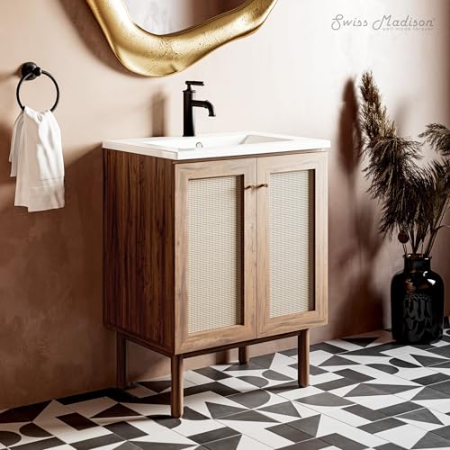 Image of Classe 30 inch Freestanding Bathroom Vanity in Golden Oak with Sink Top