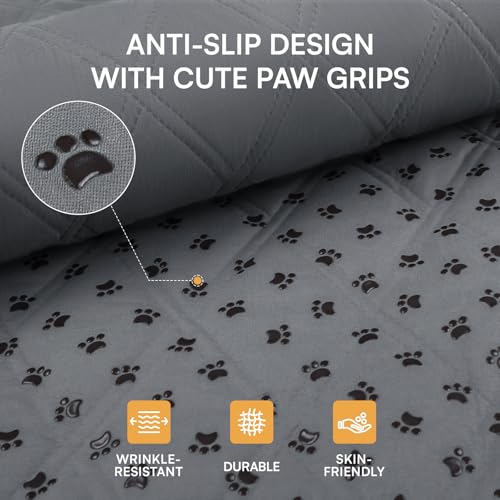 luciphia 100% wasserdichte Hundedecke mit Rutschfesten Punkten, rutschfeste Hundedecke als Schutz für Sofa Bett Auto, Robuste Hundematte Maschinenwaschbar für Unterwegs Hunde, Grau 76 * 178cm
