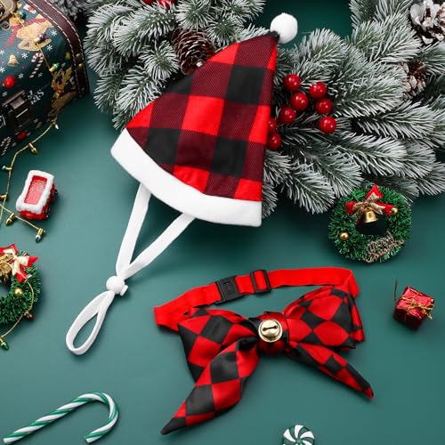 Disfraz Navideño con Sombrero y Corbatín para Mascotas miniatura 5