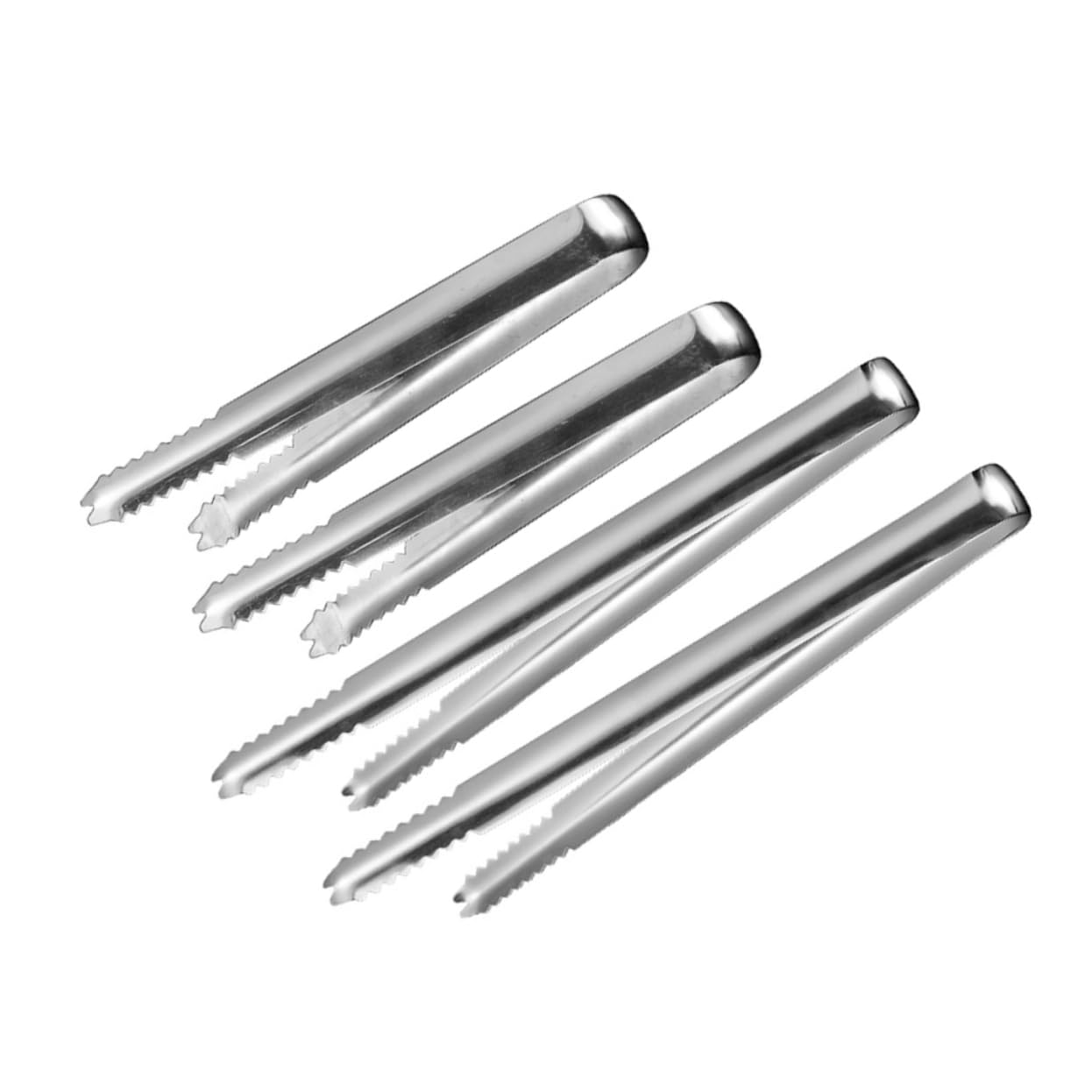 HOLIDYOYO 4pcs Ice Cube Tongs Steel Barbecue Clip Food Clamp Tong Appetizers Tongs Grilling Tongs Tools Mini Appetizer Tongs Ice Cube Clips Clear Bread Tongs 201 Stainless Steel