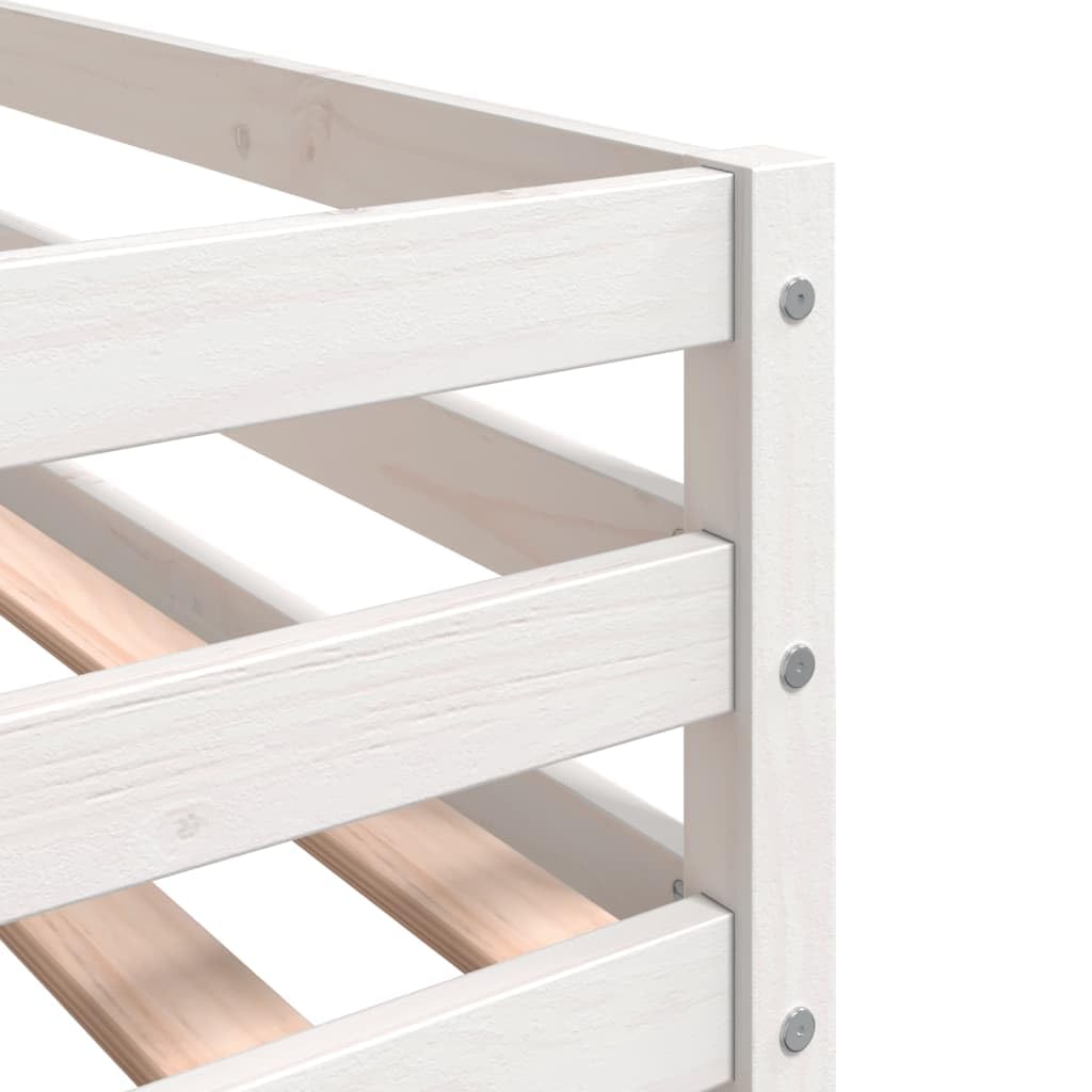 vidaXL Kinderhochbett, Hochbett mit Leiter Rausfallschutz, Spielbett Bett für Kinder ab 6 Jahren, Kinderbett Etagenbett Stockbett, Weiß 90x200cm Massivholz Kiefer