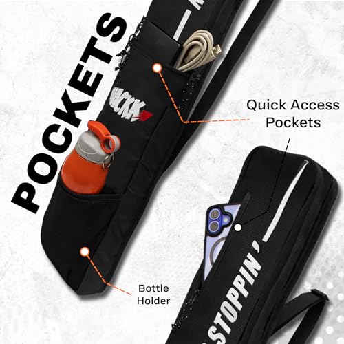 Image of WHACKK Hayden Cricket Bat Cover Polyester Material, Premium Full Size Cover for Wooden and Plastic Bats with Heavy Duty Stitched Strap - Made in India (Black)
