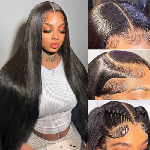 AUOU 13x6 Straight Lace Front Wigs Human Hair 32 Inch ...