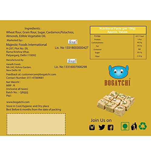 BOGATCHI-Rakhi-with-Sweets-for-Brother-Traditional-Soan-Papdi-200gm-with-2-Rakhi-Natural-Raisins50g-Roli-Chawal-Free-Rakhi-Greeting-Card