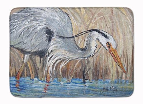 Caroline's Treasures JMK1013RUG Blue Heron in the reeds Machine Washable Memory Foam Mat, Bathroom Rug, Non-Slip Bath Mat, Durable Thick Washable Rugs for Kitchen, Bathroom Quick Dry, Decorative Artwo