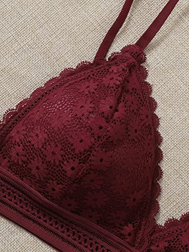 COZYEASE Women's 4 Pcs Floral Lace Adjustable Straps Bralettes Solid Breathable Bra Set4