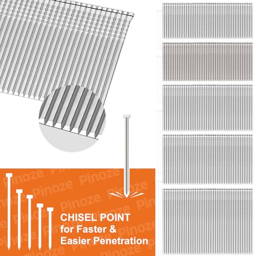 Image of PINOZE 16 Gauge Finish Nails, 2000-Count (2-1 /2 inch, 2 inch, 1-3 /4 inch, 1-1 /2 inch, 1-1 /4 inch) 16GA Galvanized Straight Finishing Nails Assorted Size for Framing Nail Gun Pneumatic, Electric Finish Nailer