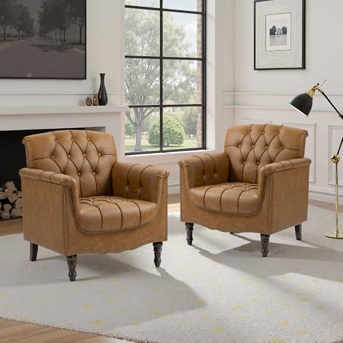 Sillón Plegable confortable de cuero sintético camel miniatura 6