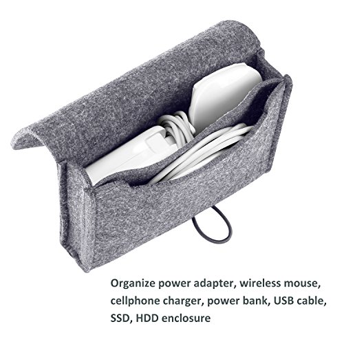 Procase Macbook Power Adapter Case Storage Bag, Felt Portable Electronics Accessories Organizer Pouch For Macbook Pro Air Laptop Power Supply Magic Mouse Charger Cable Hard Drive Power Bank –Gray #TOP3