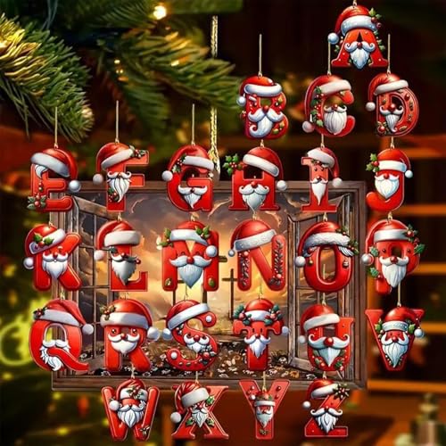 Suspensions de Sapin de Noël Acrylique Rouge de A à Z pour Fêtes - 7