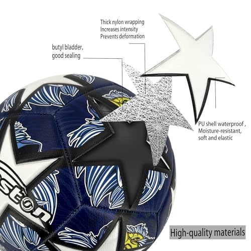 Image of Senston Soccer Ball for Kids and Adult Training Ball Black Size 5 Official Match Football Balls with Pump