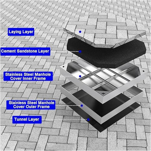 Couvercle en Acier Inoxydable Durable pour Regard de Drainage Carré 80cm