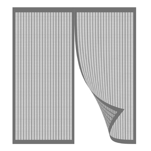 ct Schutzgitter für Tür, 210 x 260 cm, freihändiges Fliegengitter mit Haken, für Wohnzimmer, Schlafzimmer, Küche, Terrasse und Korridor, grau, keine Lücken, Design für ultimative Insektenabwehr