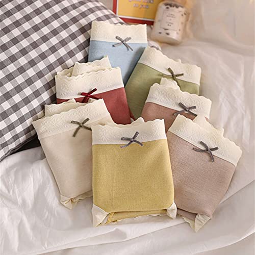 Light Breathable Teenage Girl Panties Comfortable high Elastic mid-Waist Women's Triangle Student Underwear (Color : Set 8, Size : Medium)4