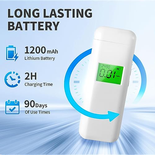 Aranknew Alkoholtester Polizeigenau, Professioneller Präziser Promilletester mit Digitaler LCD-Anzeige, Speicher und Warnfunktion für den Heim- oder Partygebrauch mit 20 Mundstücken