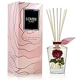 LOVSPA PURIFY Rosewater Reed Diffuser Oil Scented Sticks Gift Set | A Blooming Bouquet of Fragrant Red Roses, Fresh Peonies & Jasmine | Floral Home Decor | Great Housewarming Gift | Made in The USA