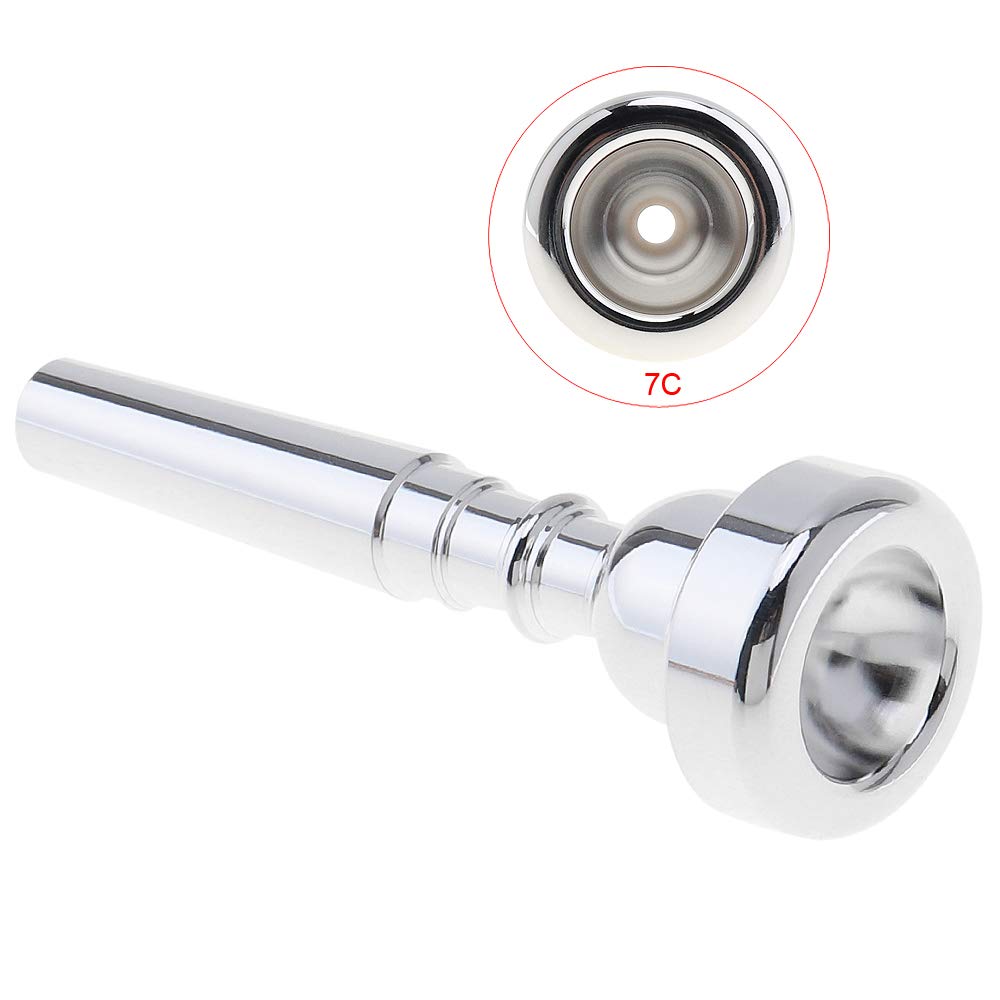 Boquilla para trompeta OriGlam 7C – Boquilla de instrumentos 7C, boquilla de trompeta Bb bañada en plata para principiantes y profesionales
