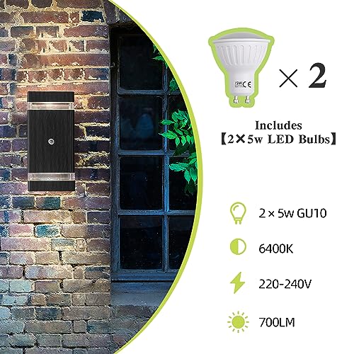 HLFVLITE Dusk Till Dawn Outdoor Lights, Waterproof Outdoor Wall Lights Mains Powered, Up and Down Lights Outdoor - Image 4