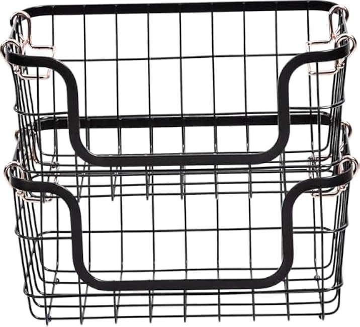 Kitchen Shelves Basics Stackable Metal Storage Shelves Storage Basket Set For Kitchen and Bathroom