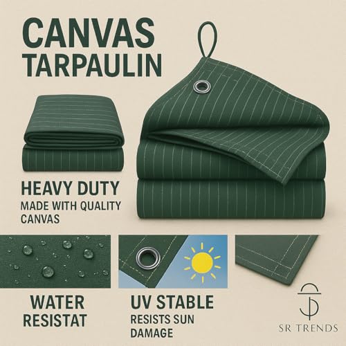 Image of 700 GSM Waterproof Tarpaulin | Durable, UV-Resistant Tarp for Outdoor, Construction & Camping (Green, 6 x 7.5 FT)