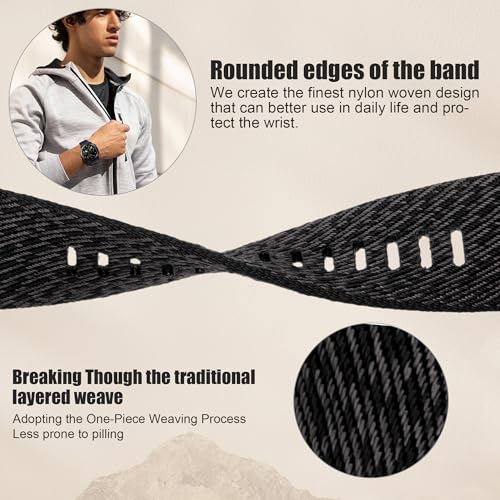 ANCOOL for Fenix 7X Band/Fenix 6X Pro Watch Band/Tactix 7 Pro Band 26mm Nylon Strap for Fenix 5X/Fenix 7X Pro/Fenix 3