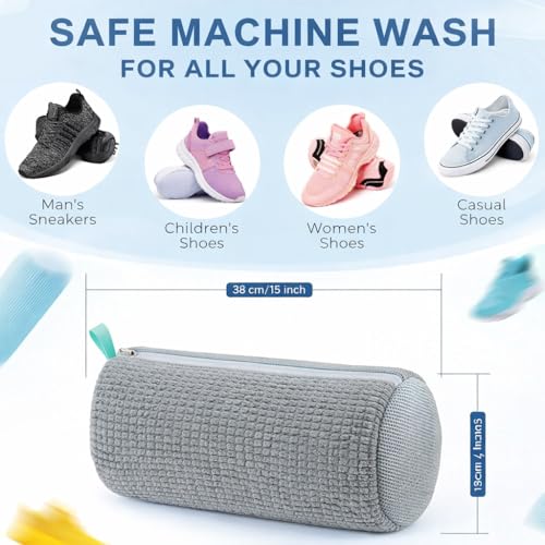 Image of Yellow Weaves Shoe Washing Machine Bag | 360 Deep Cleaning Shoes Laundry Bag with Zipper | Reusable, Shoe Washer, Microfiber Protective Pouch for Toys, Sneakers & Slippers, Pack of 1 (Grey)