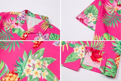 Image of SANGTREE Girls & Women's Hawaiian Shirts Button Down Short Sleeve Floral Tropical Shirt Beach Vacation Blouse Tops