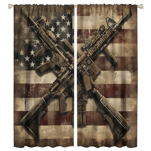 TOWINSFB USA Flag Blackout Curtains, 2 Panels 45