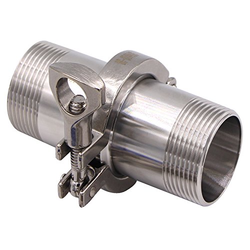 Image of DERNORD 2 Pcs Sanitary Male Threaded Ferrule Pipe Fittings + SUS304 Tri-clamp (Tri-clover Clamp) + FKM Gasket (Male Threaded Pipe Size:1-1 /4 Inch DN32)
