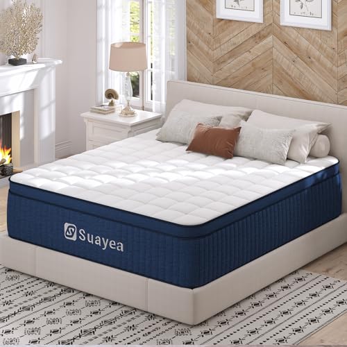 SUAYEA 15 Inch Cal King Mattress in a Box, California King Mattress,Medium Ultimate Motion Isolation with Memory Foam and Pocket Spring, Strong Edge Support