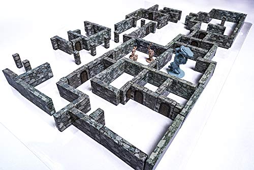 Modular Dungeon Wall System - Stone Walls Tabletop 28mm Miniatures Role Playing Game - DND Role Play - Battle Grid Mat Accessory - Dungeons and Dragons Maps