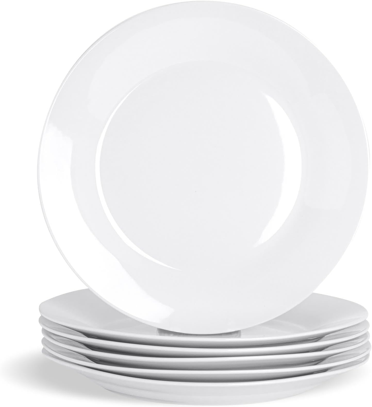 Argon Tableware 12-Piece Classic White Dinner Plates 27cm - Dishwasher and Microwave Safe Porcelain 10.5 inches Large Main Course Plate Dinner Serving Dishes Set