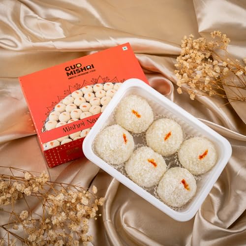 Image of Gud Mishri Coconut Laddu 250 Gm | Healthy Nariyal Ladoo with Milk & Gulkand | Sweetened with Mishri | No Refined Sugar Indian Mithai | Traditional Sweet Gift Box | MAP Packed for Freshness