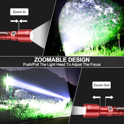Image of Banral Flashlights High Lumens Rechargeable, Super Bright Long Range Small Powerful Flashlight, 6 Modes LED Tactical Pocket Waterproof Flash Light for Home Emergency (1, Red)