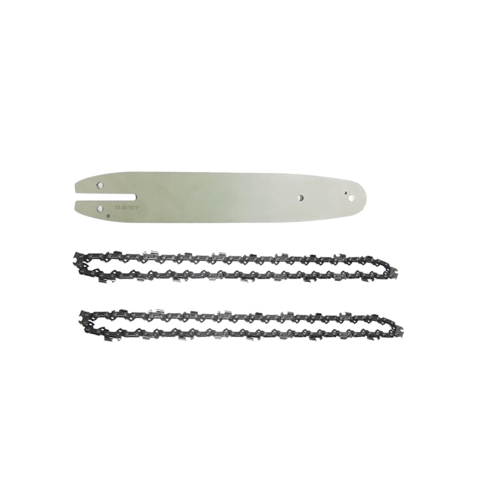 Genérico Cadena y Barra de 10", 39 eslabones, Paso 3/8 | Juego de cadena y barra para sierras de poda eléctricas, construcción metálica, para cortar madera(2xChain-1xGuide)