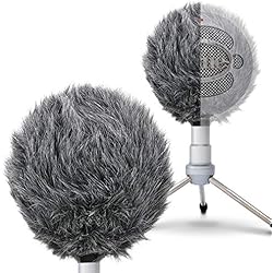 SUNMON Snowball Microphone Stand With Foam Windscreen & Furry Cover - Complete Mic Accessory Kit In Gray