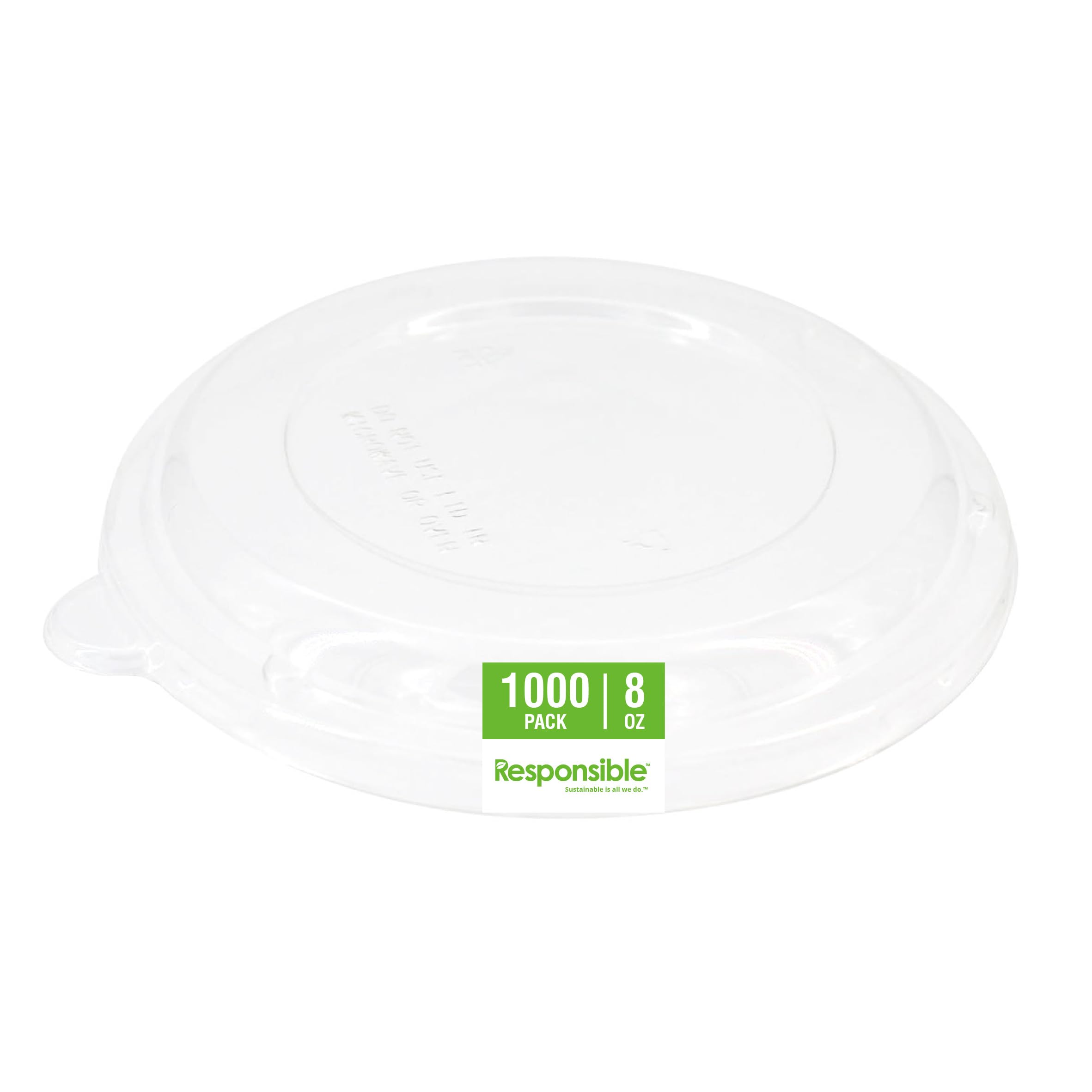 Responsible Products 8 oz Lids (1000 Count) / Clear / Casual Bowls