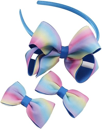 Bow Headbands for Girls - Cute Kids Hair Bands with 2Pcs Interchangeable Clips, 
