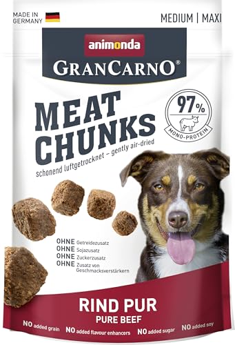 animonda GranCarno Meat Chunks Rind pur (80g), purer Fleisch Premium Hundesnack für mittlere und große Erwachsene Hunde, getreidefreie Hundeleckerlis für ausgewachsene Hunde