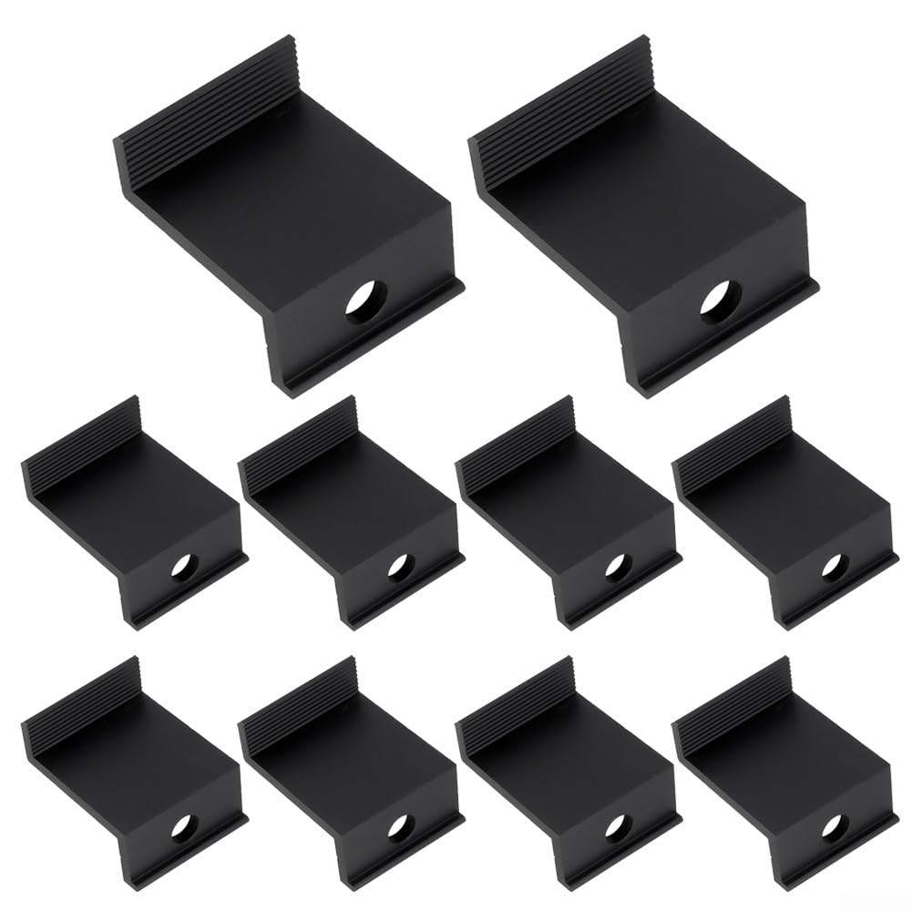 wenyouya10Pcs Solar Panel End Clamp, PV Solar Panel Mount Accessories PV End Clamp, Aluminum Rail End Clamps for Solar Panel PV Mounting System, Black(45mm)