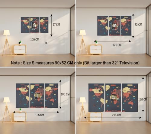 Image of Elk 3D Wooden World Map Wall Decor Art Frame 7mm Thick 165CM