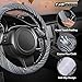 CAR PASS Flax Cloth Pretty Ethnic Style Universal Fit Steering Wheel Cover, Fit 14.5-15 inches for Vehicles,Cars,SUV,Vans (Black and White)