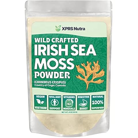XPRS Nutra Irish Sea Moss Powder (Chondracanthus Chamissoi) - Premium Wildcrafted Seamoss Powder for Glowing Skin - Total Body Health Sea Moss Drink Powder - Vegan Friendly Irish Moss Powder (4 oz) Cover