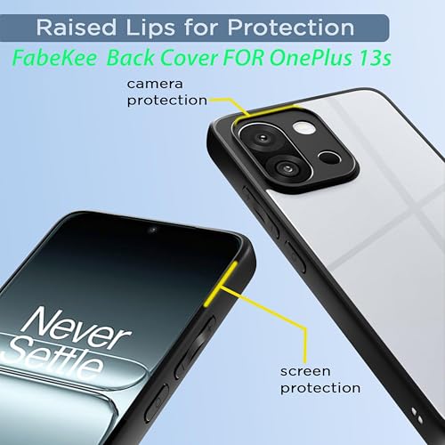 Image of FabeKeeShockproof Sleek Hybrid Armor Back Cover Case for OnePlus 13s (Clear PC with Black TPU Bumper)