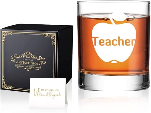 Perfectinsoy Divertido vaso de whisky de doble cara con caja de regalo, regalo de cumpleaños para profesor, jefe, colega, directores, enseñanza