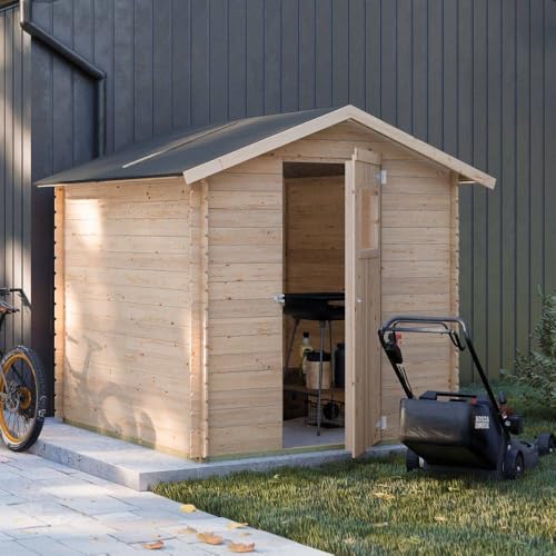  Casetta in Legno Debora 2x2 m con Porta Singola finestrata, capanno Porta Attrezzi in Abete Naturale, Kit Montaggio Incluso, Made in Italy