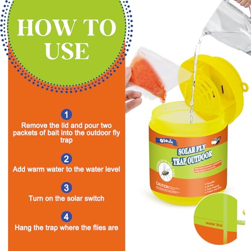 Armadilhas reutilizáveis solares para uso ao ar livre, pacote com 2 matadores de moscas de fazenda,