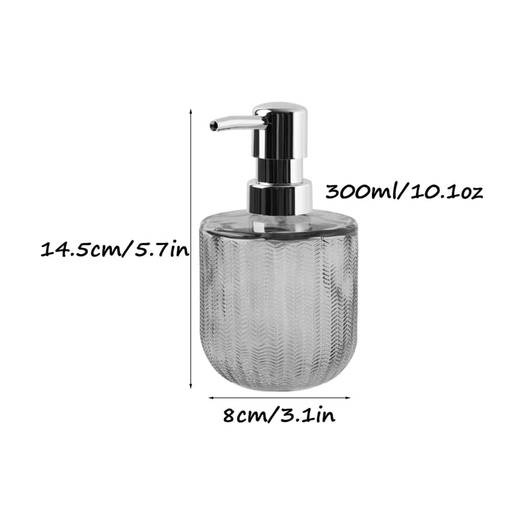 Zylindrischer manueller Seifenspender Metall Rostfreie Pumpe Lotionspender Klarglas Nachfüllbare Seifenpumpe 300ml/10.1oz