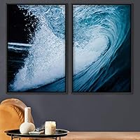 2 Piece Framed Canvas Wall Art Coastal Beach Canvas Prints Home Artwork Decoration for Living Room,Bedroom - 16